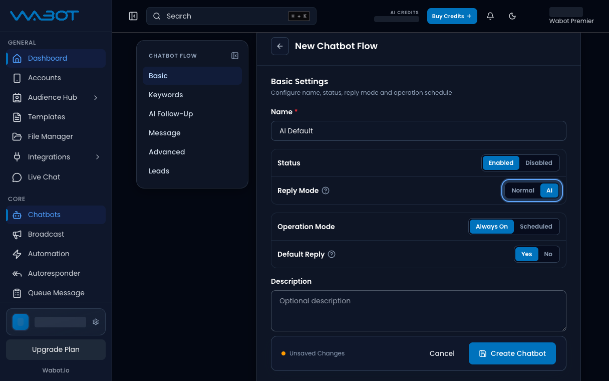 Reply Mode set to AI