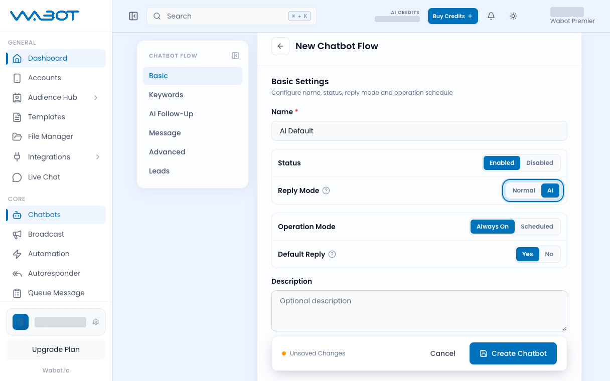 Reply Mode set to AI