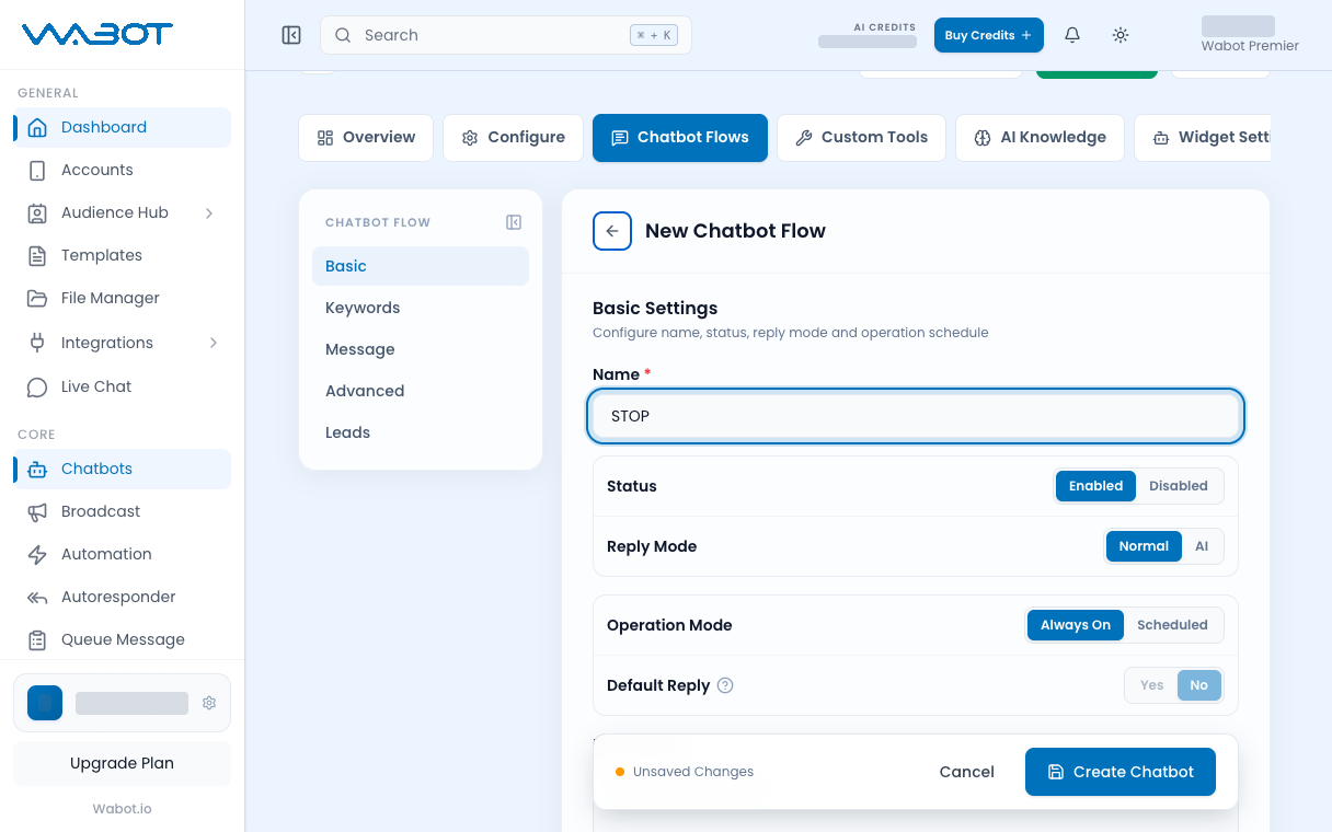 Name field with STOP