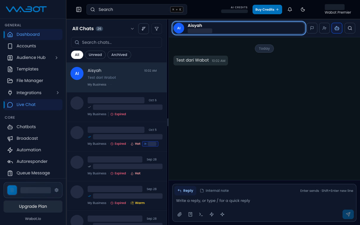 Contact name in the chat header highlighted