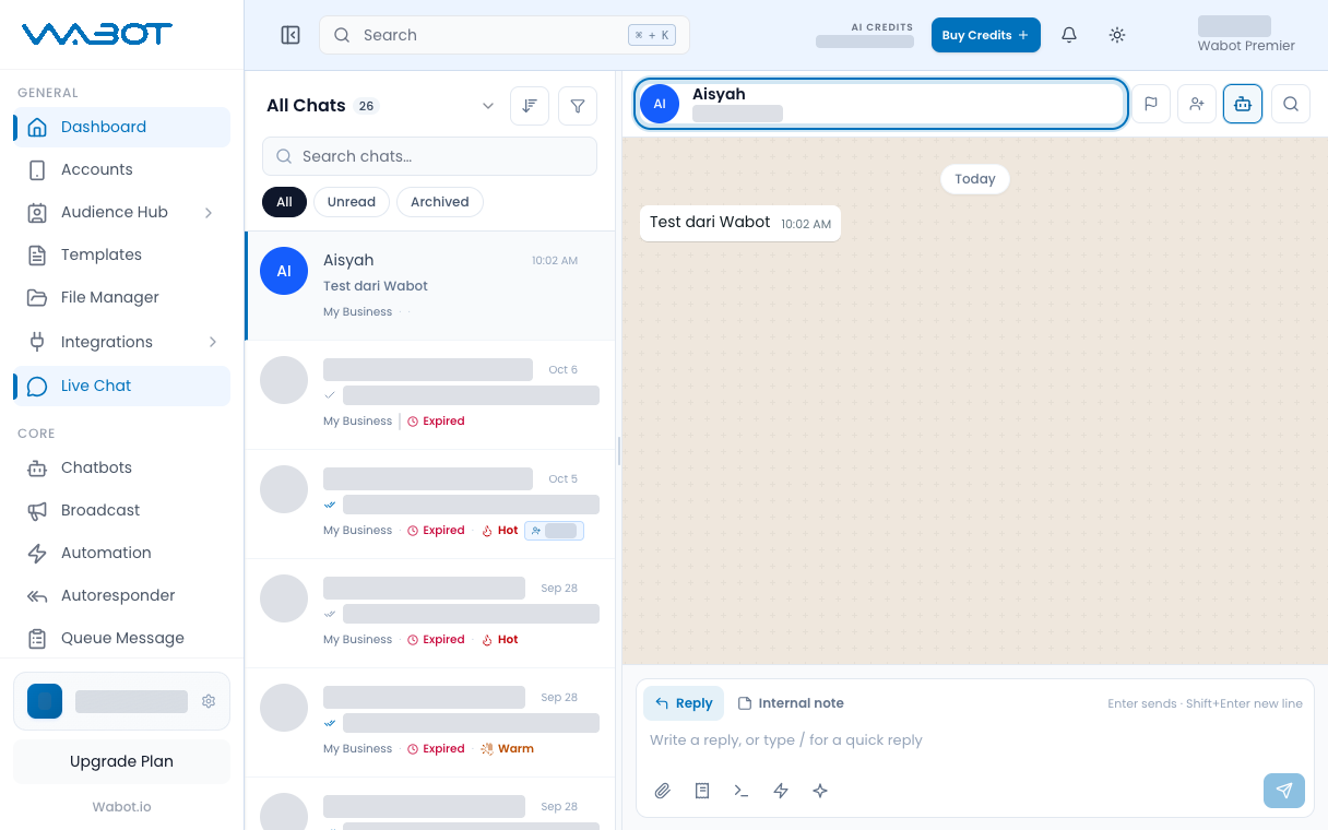 Contact name in the chat header highlighted