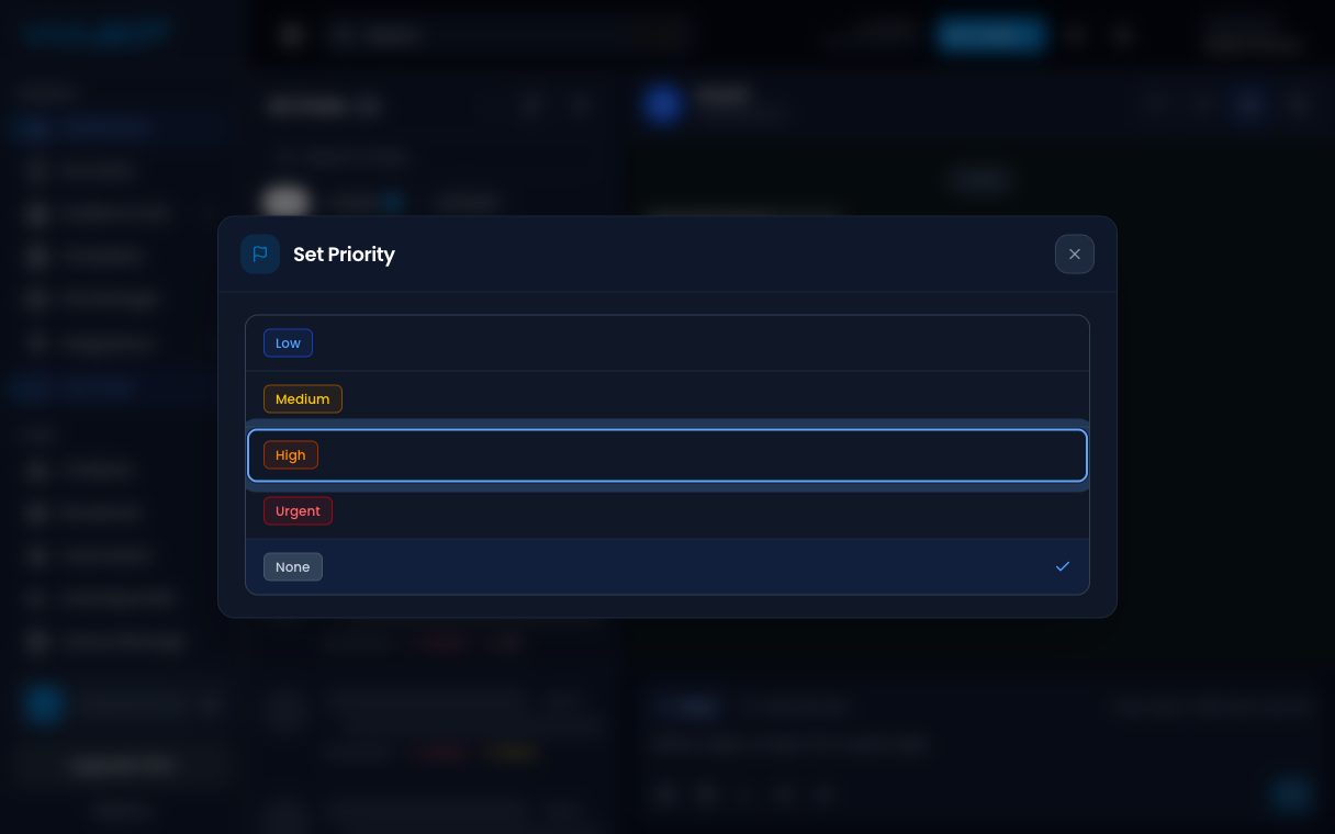 Set Priority list with High highlighted