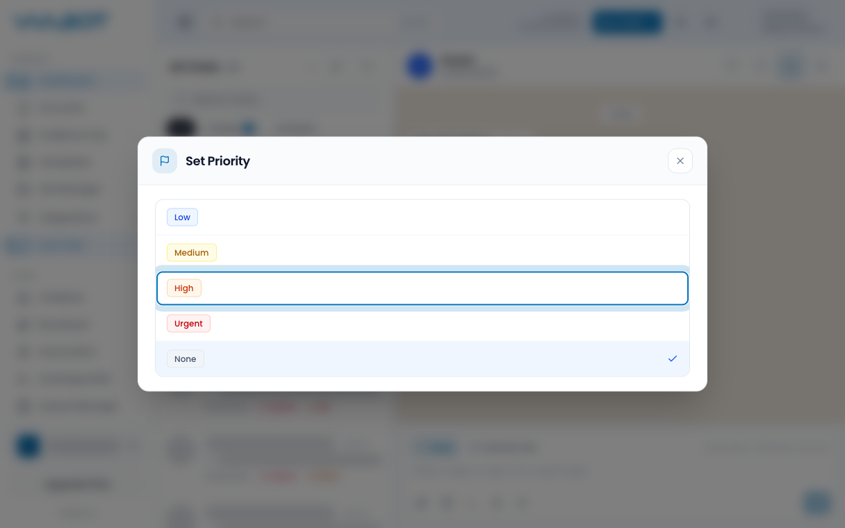 Set Priority list with High highlighted