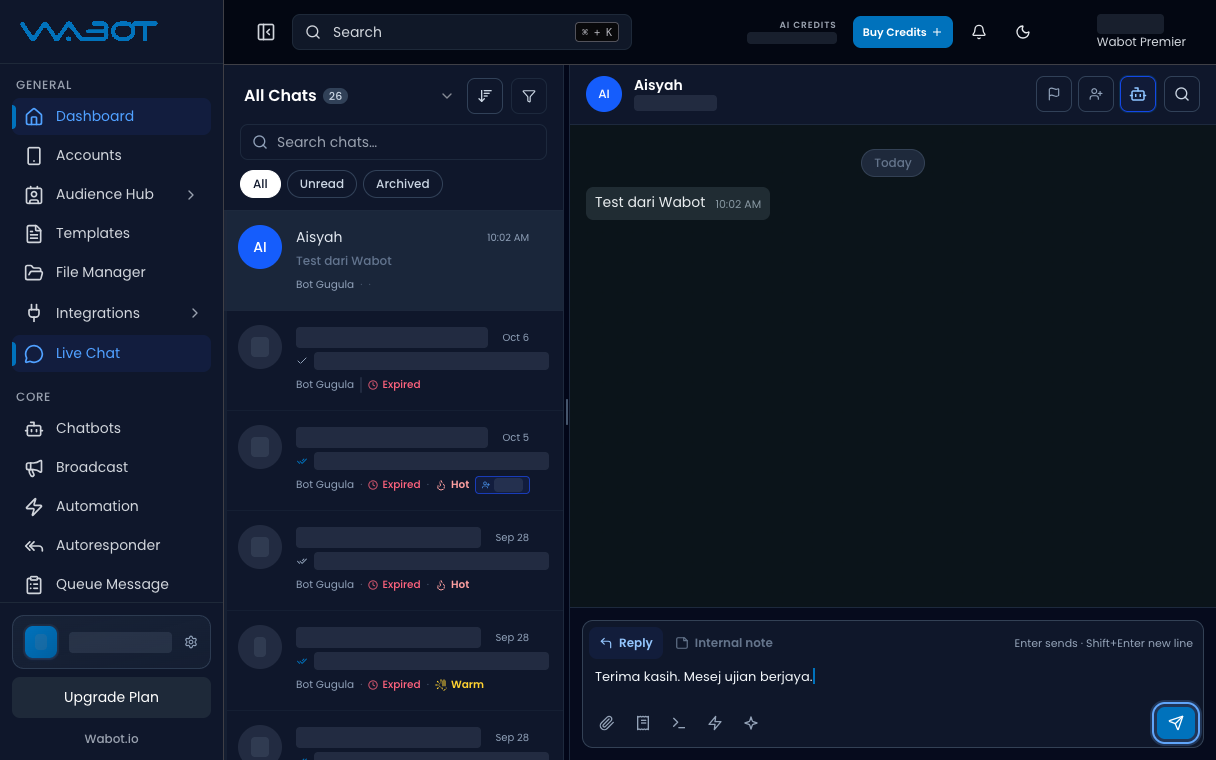 Reply box with a typed reply and the Send button highlighted