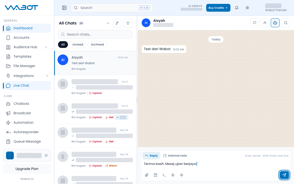 Reply box with a typed reply and the Send button highlighted